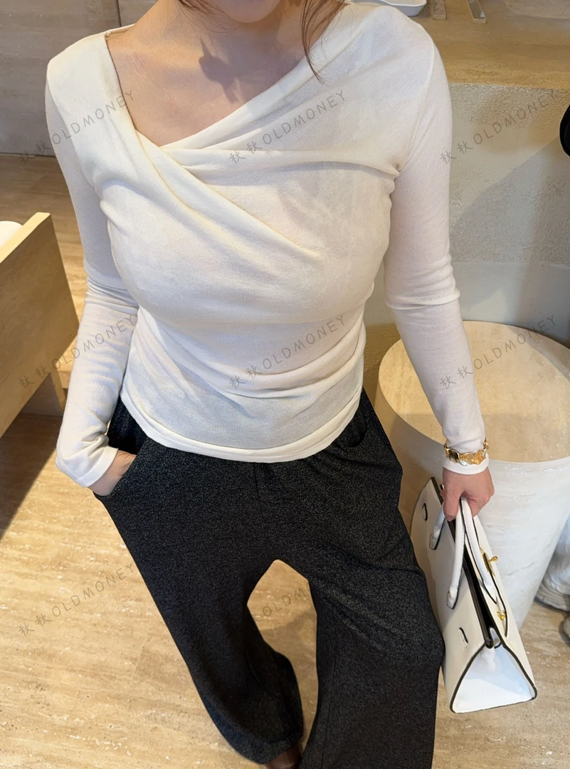秋秋专属【慵懒T】早秋微胖大码针织长袖时尚设计百搭女士TL6655