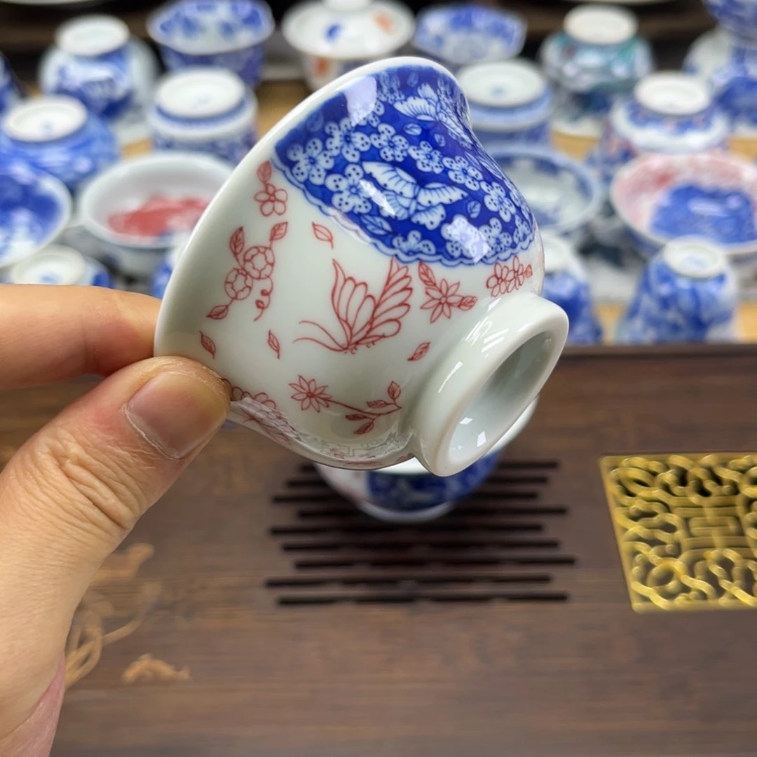 手绘蝶恋花压手杯