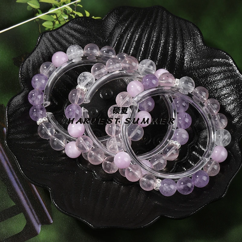 硕夏【芭蕾少女】天然粉水晶9-10mm+紫水晶设计款多样性发其一WW56