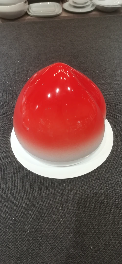 餐具大号寿桃盅盖-橙红色