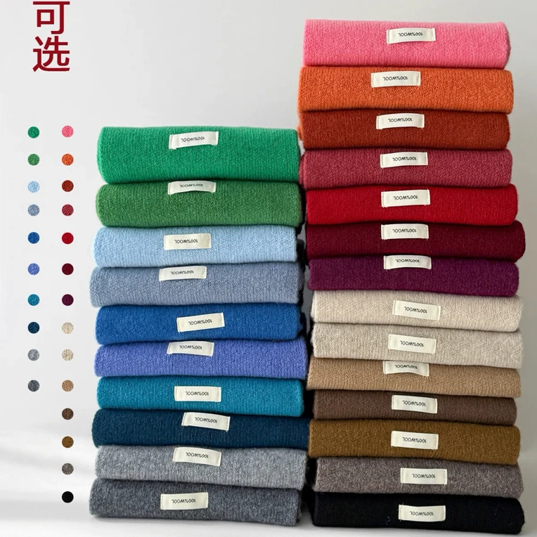 澳洲纯羊毛围巾女新款纯色百搭情侣男女冬季韩版保暖针织围脖加厚