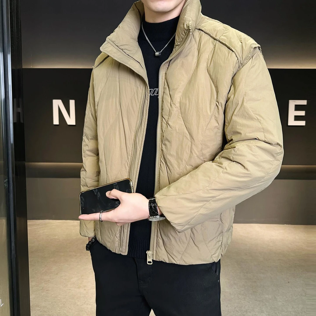 白鸭绒男士羽绒服男款秋冬季2025新款加厚保暖休闲立领短款外套男