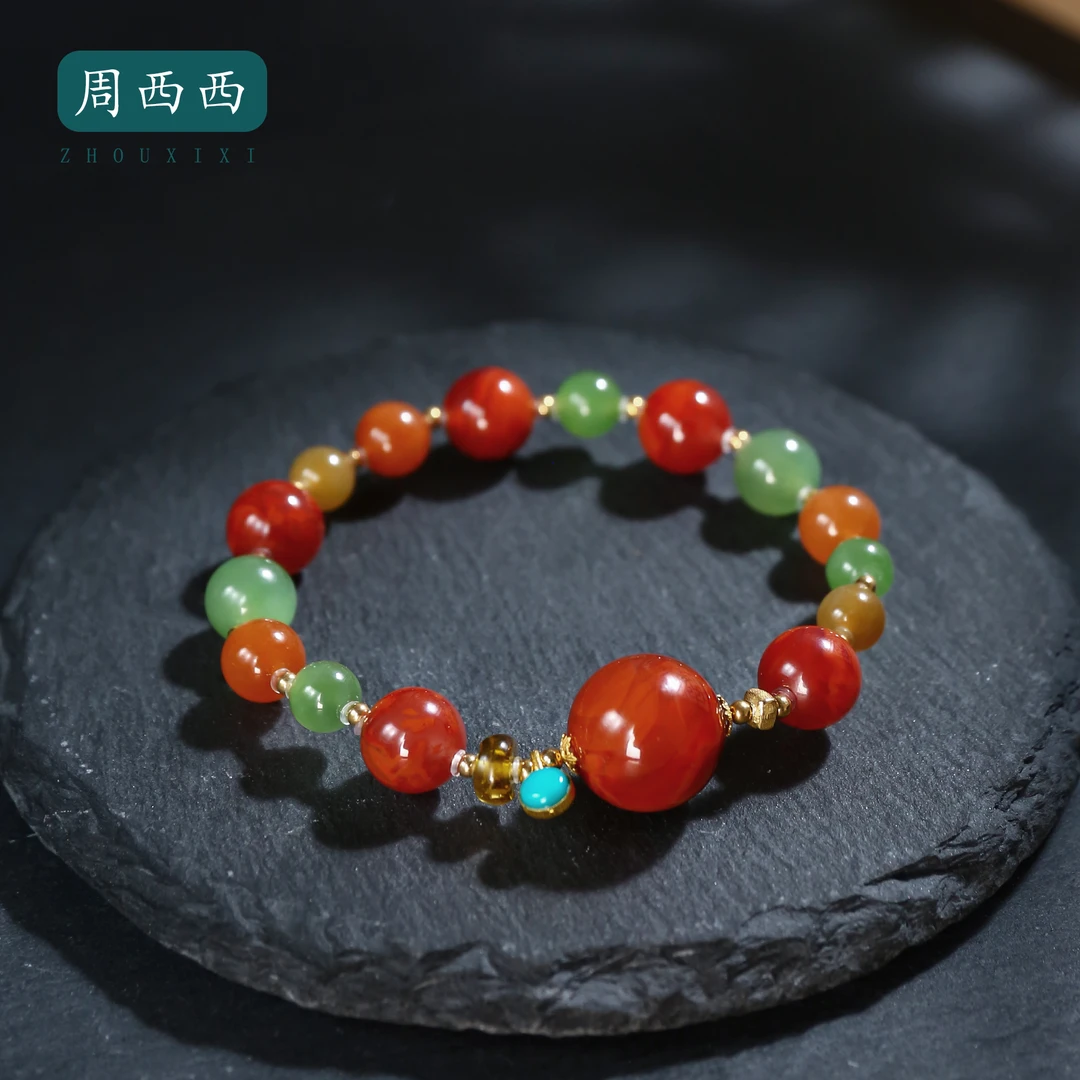 周西西精美珠宝18K南红多宝8.5mm经典百搭多样性发货16847