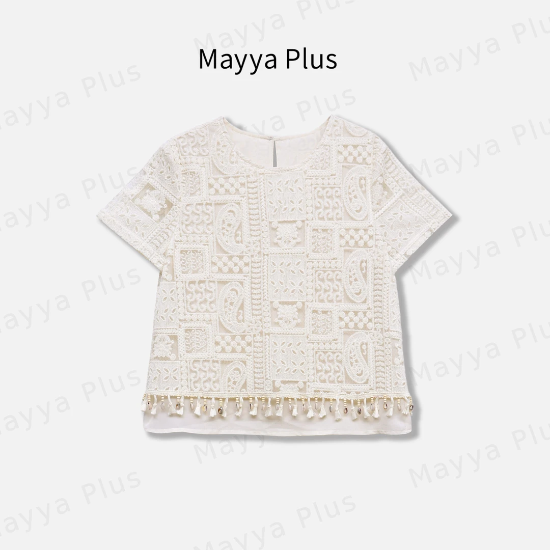 【月胧纱】Mayya Plus麦芽定制设计感圆领针织短袖减龄上衣32526723