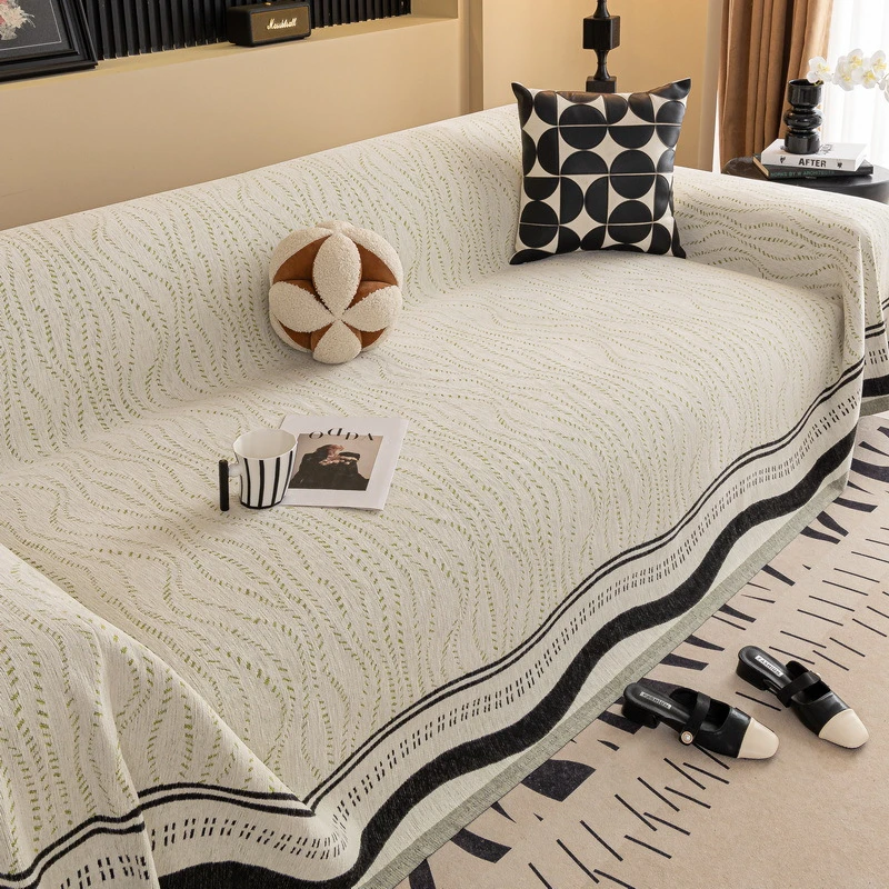 新款奶油风沙发盖布巾四季通用雪尼尔防滑沙发垫防猫抓全包套罩毯