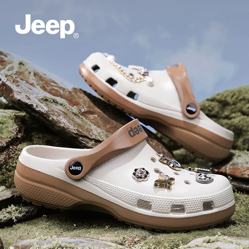 JEEP吉普洞洞鞋女款冬季外穿2025新款拖鞋网红凉鞋女士时尚凉拖鞋