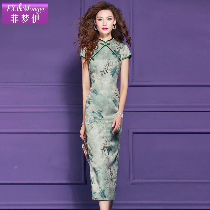 菲梦伊原创新款时尚夏季旗袍女收腰显瘦包臀连衣裙63916
