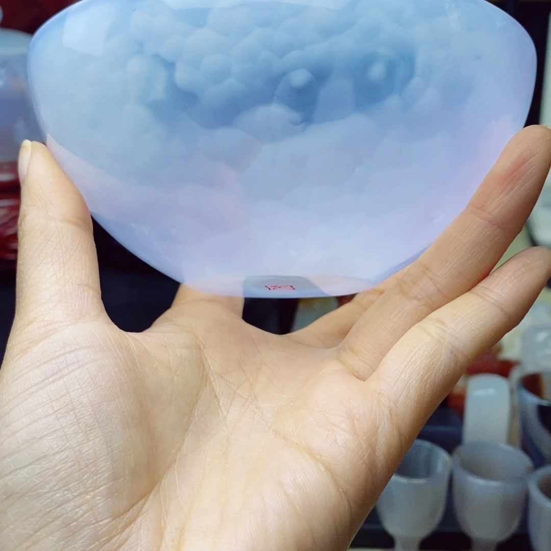 未镶嵌椭圆满冰花大碗玛瑙/玉髓