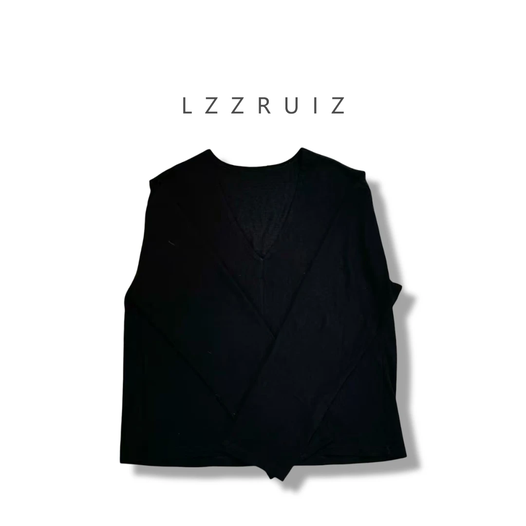 『LZZ』~微胖穿搭~25夏新款时尚百搭简约宽松设计款深v领防晒体恤