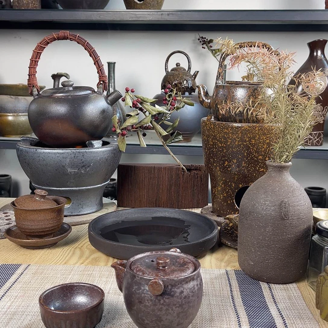 壶紫砂粗陶实用手抓壶