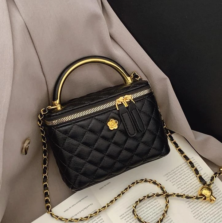 左九女包菱格链条小香风包包女2025新款百搭小众手拎小方包休闲时