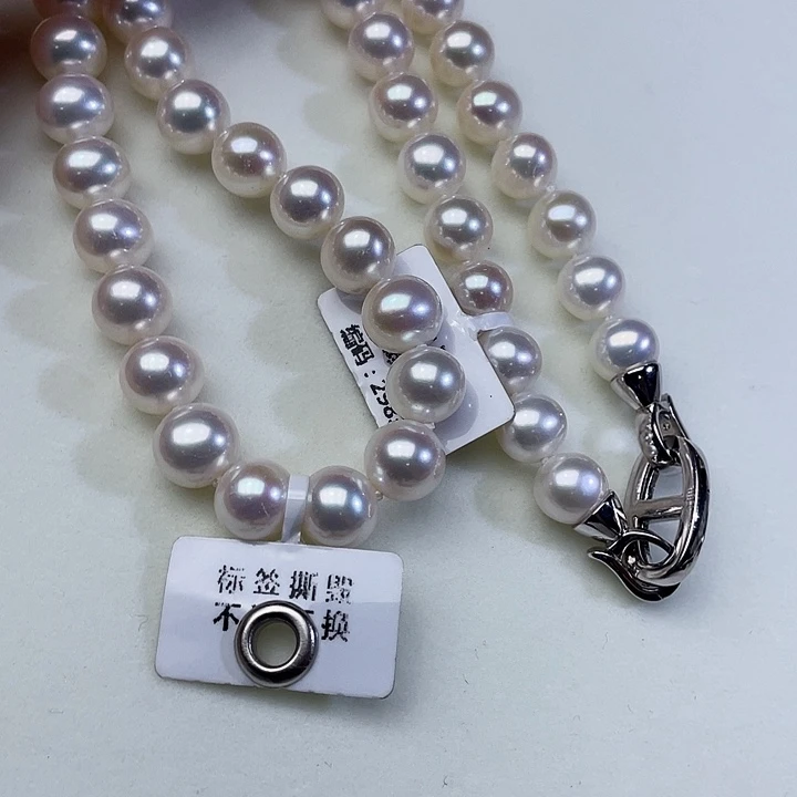 淡水珍珠颈饰银S925镶嵌卡9➕高品极强光冷光玫瑰色收藏毕业级