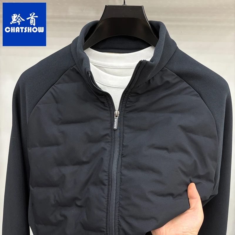 爆款男士立领羊毛棉服冬季潮流时尚拼接户外休闲百搭轻薄保暖外套