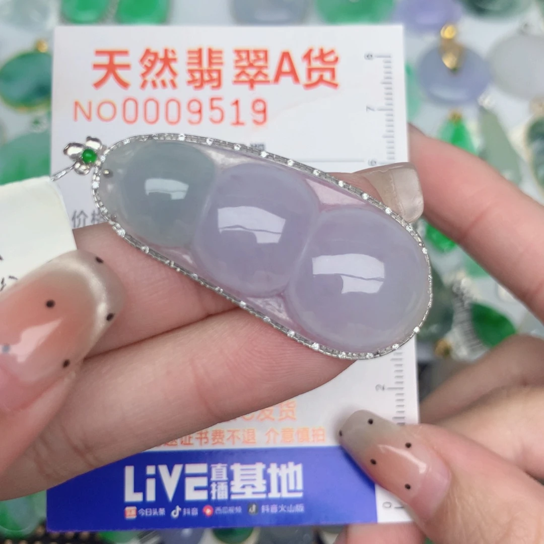 翡翠18K金镶嵌颈饰豆子