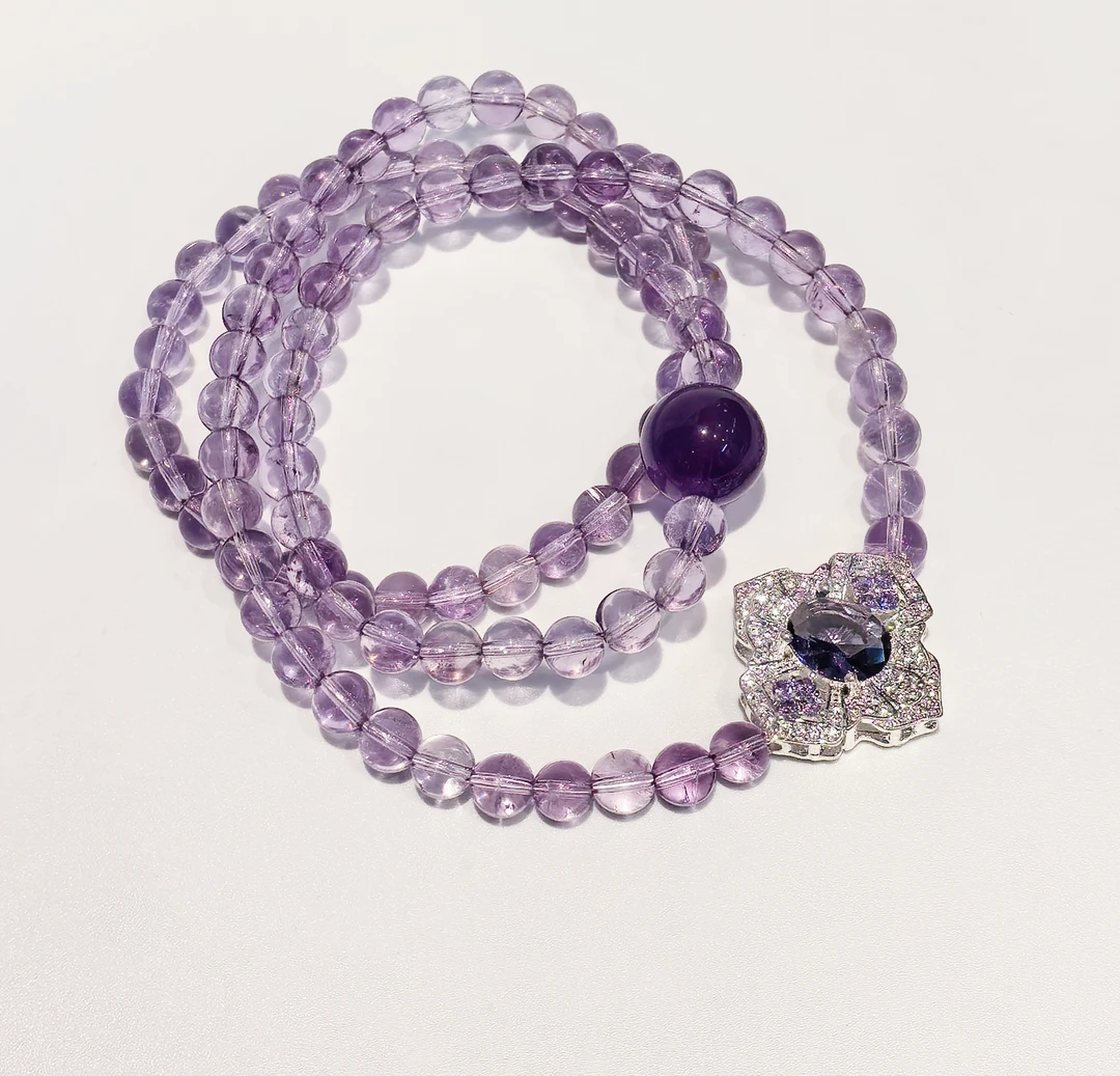 【洪鑫】【上岸】天然玻利维亚紫水✖️乌拉圭紫水晶设计三圈手链项链ZB