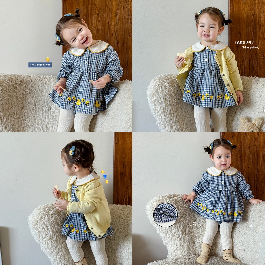 D5171童装女童秋装2025新款儿童洋气长袖小孩衣服包屁爬服宝宝