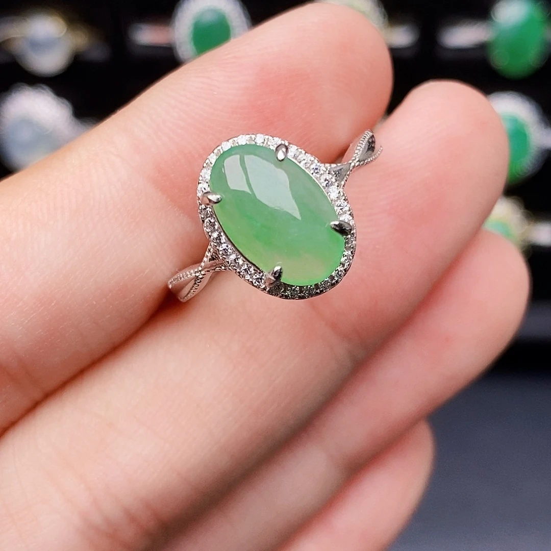 银S925镶嵌戒指翡翠6153