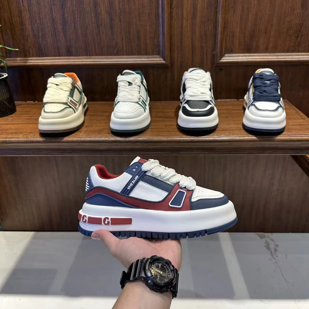 男士鞋拼色厚底增高休闲鞋韩版潮流日常鞋印花面包底舒适运动鞋DL