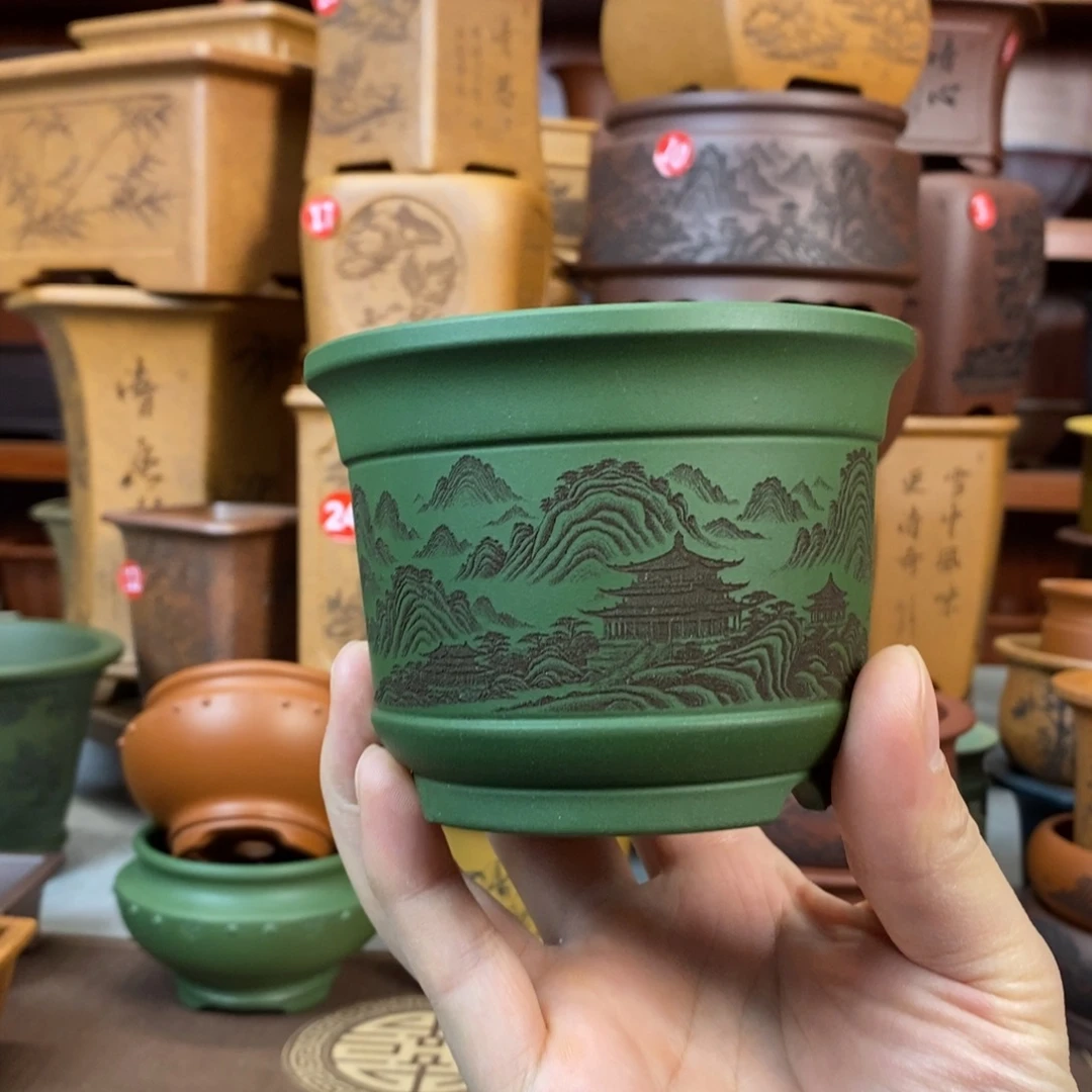 䂮***睶紫砂花盆盆景花盆小