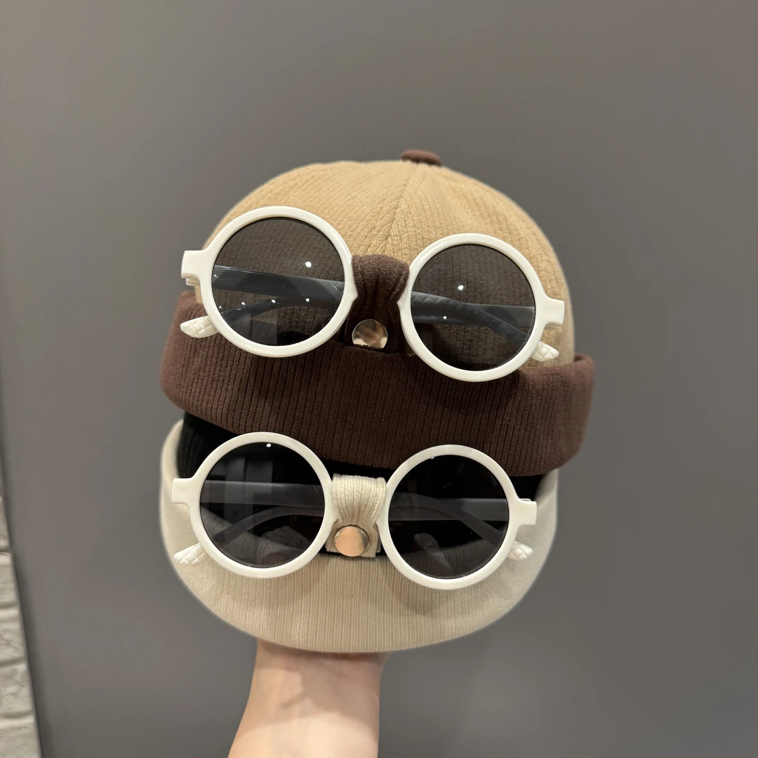 【酷盖】宝宝韩版春秋季墨镜帽子婴幼儿无檐雅痞地主帽保暖瓜皮帽冬