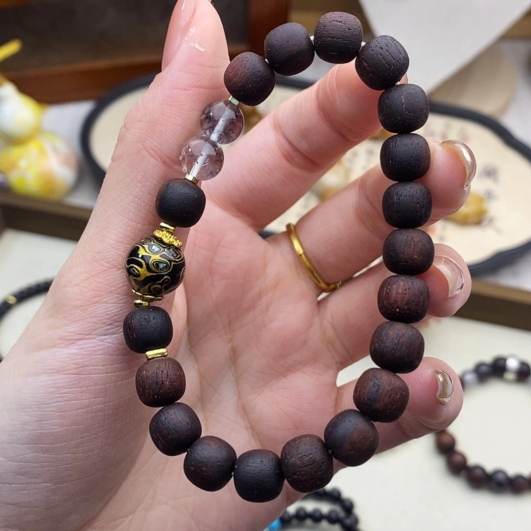 降真香未镶嵌手串大漆桶珠