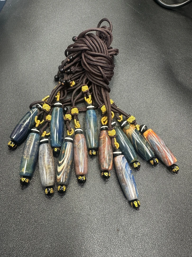 S6018-金郁蓝金玛瑙桶珠吊坠-配绳-多样性只发一件-