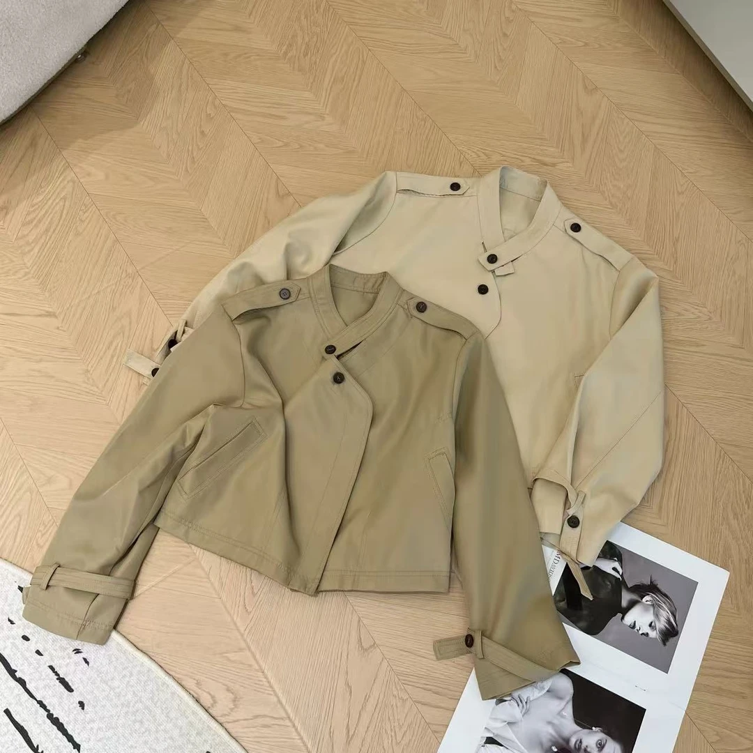 Barbie【薇薇推荐】6615 春季气质韩版短款长袖风衣外套百搭