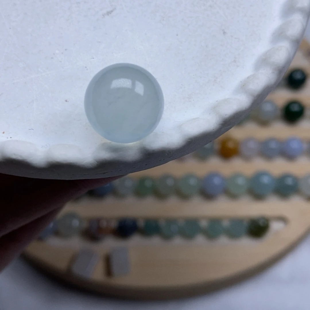 翡翠散珠瑜翠珠宝 高冰圆珠 卡13.1