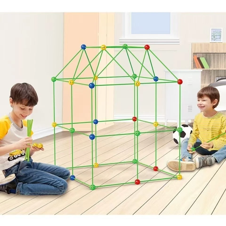 手工积木玩具益智组装插球玩具帐篷diy吸管建构玩具2020