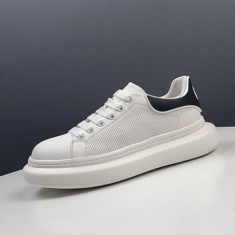 高定头层牛皮麦材昆男鞋夏季休闲简约百搭休闲小白鞋男士简约板鞋