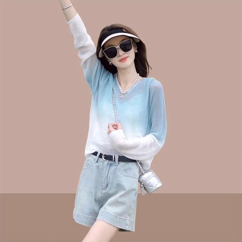 设计感爆款减龄撞色衬衫女2025夏季新款宽松显瘦百搭长袖外搭上衣