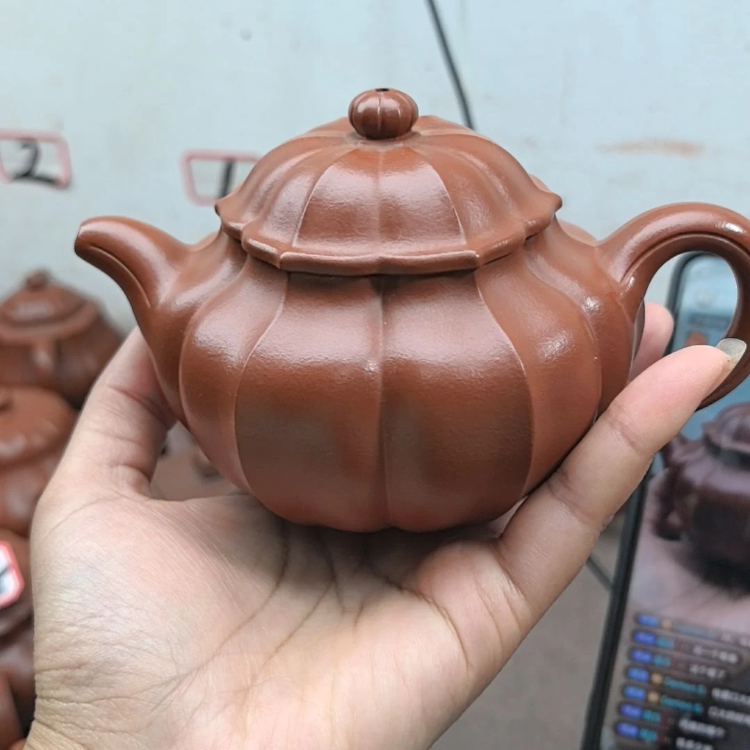 留****紫砂茶壶朱泥筋纹掇只300cc