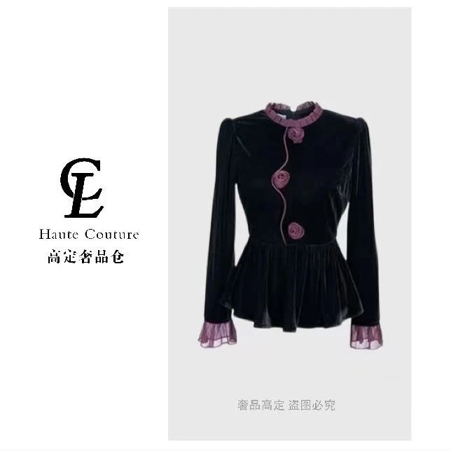 【高定奢品】秋冬圆领显瘦长袖常规款衬衫上衣小衫#MY9996