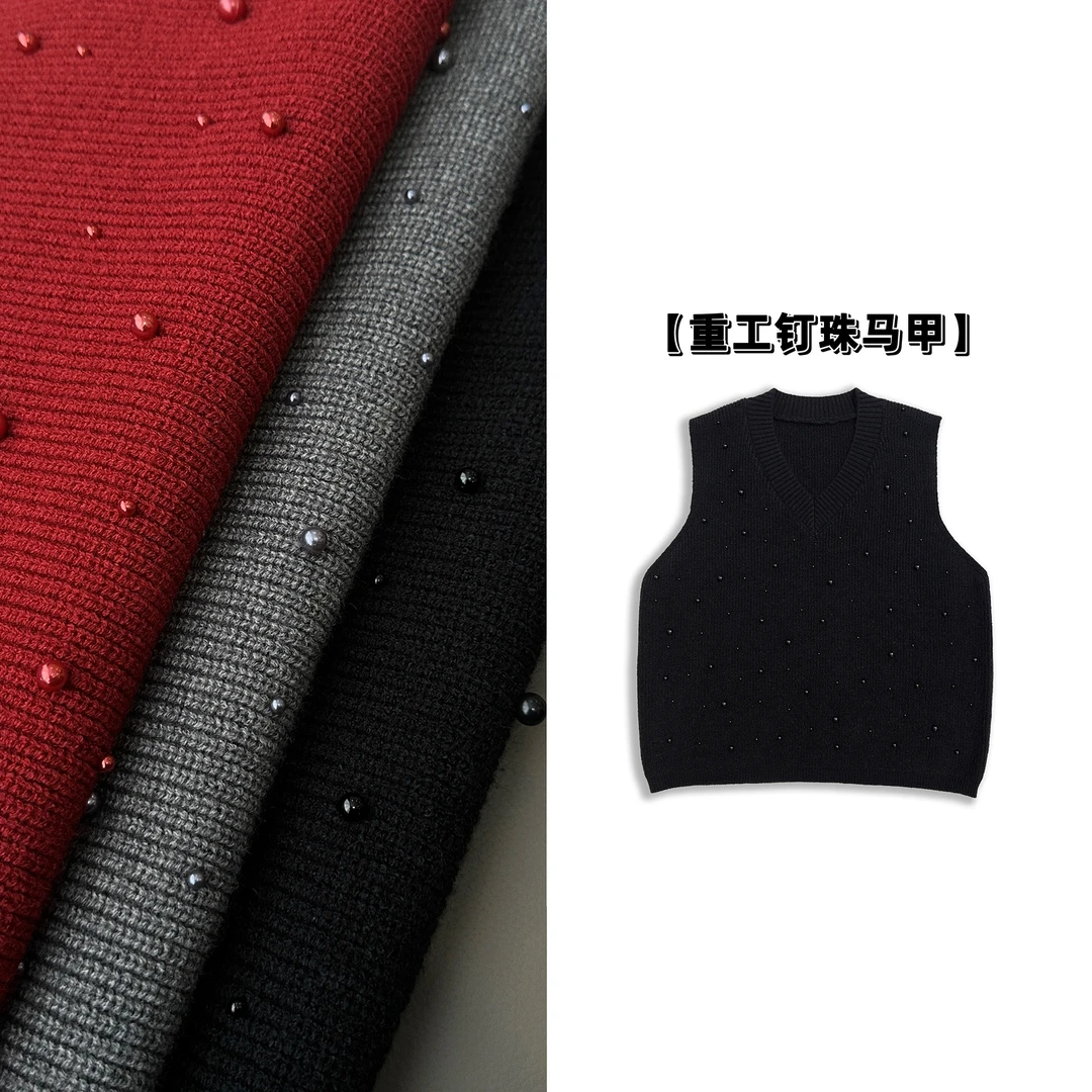微胖女装【要你好看】钉珠马夹百搭显瘦秋冬万能小马夹坎肩1009