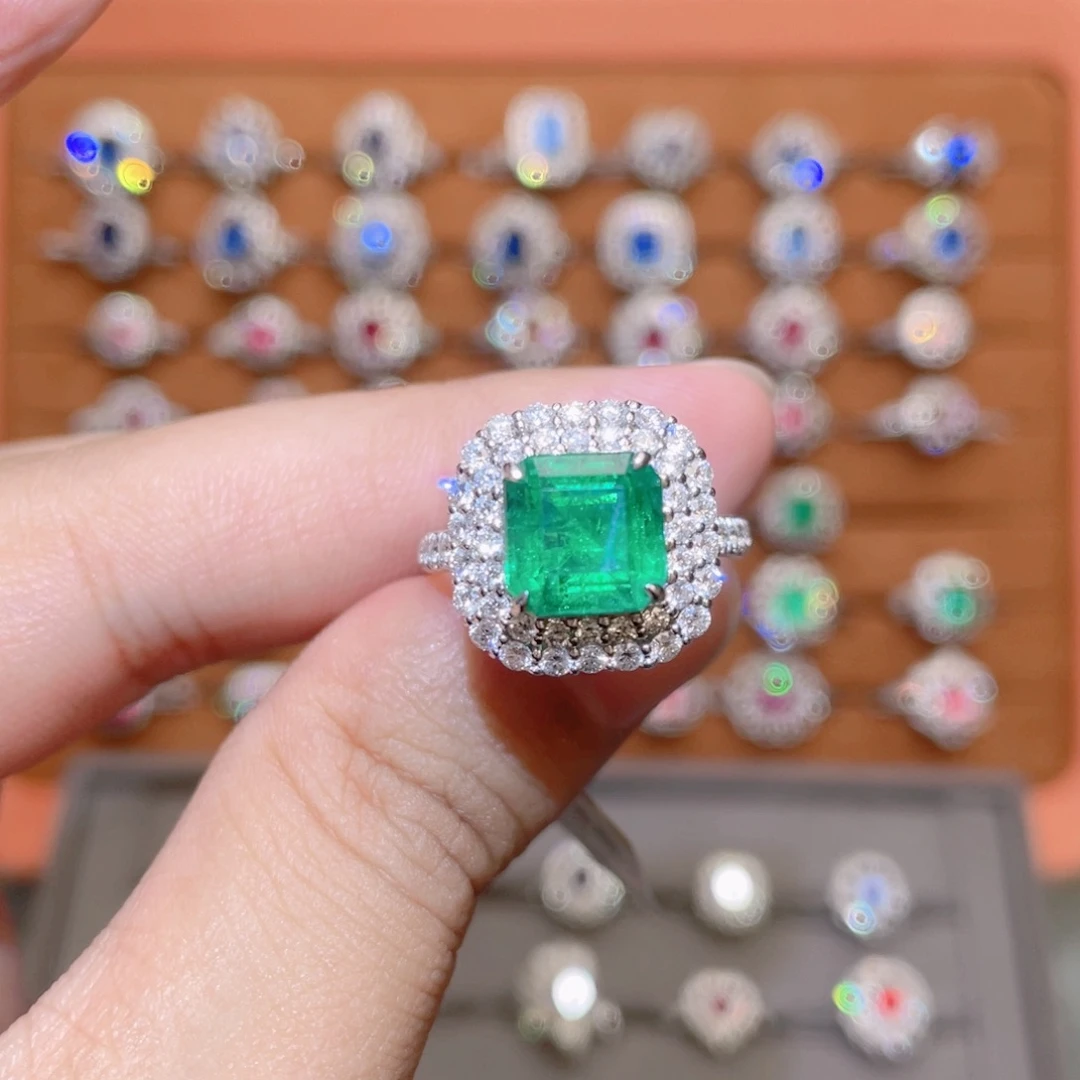 戒指祖母绿18K金镶嵌3.56ct 沃顿 两用