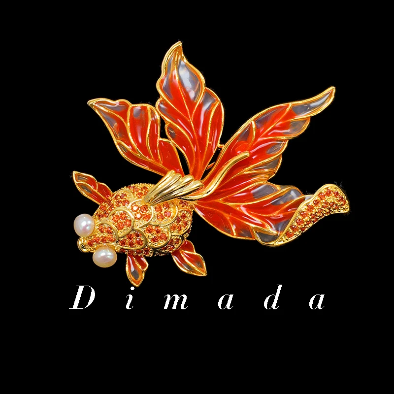 合金胸针 d1152金鱼红色锦鲤中国风胸针胸花别针女高档旗袍配饰