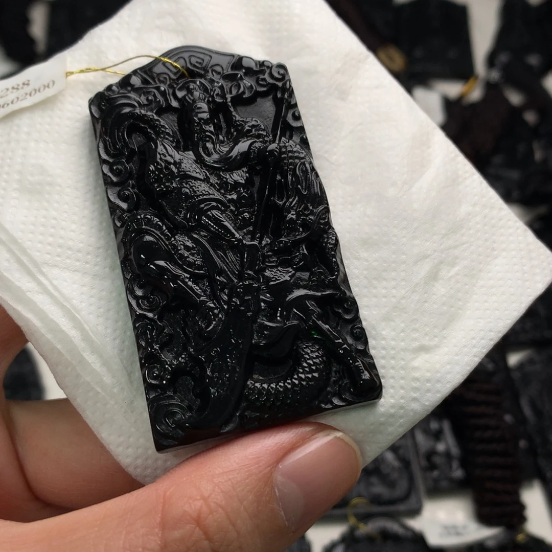 天然缅甸a货钢琴黑挂件