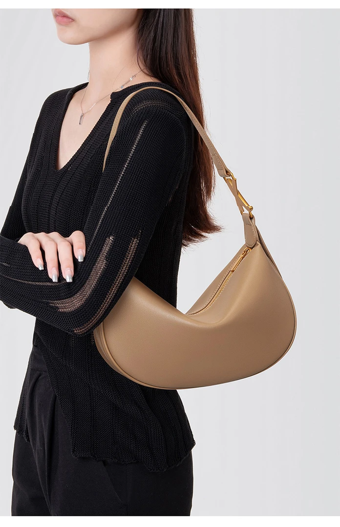 2025春夏新款牛皮女包hobo腋下包百搭斜挎单肩包