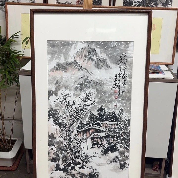 绘画山水47x92带框