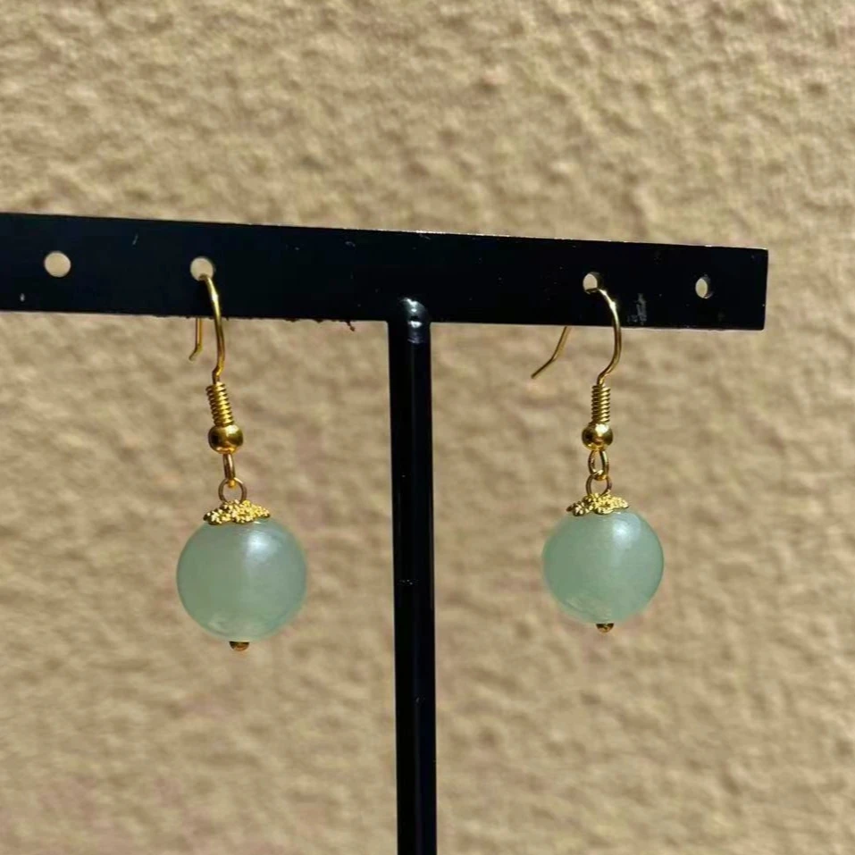 天然新疆冰晴水耳钩