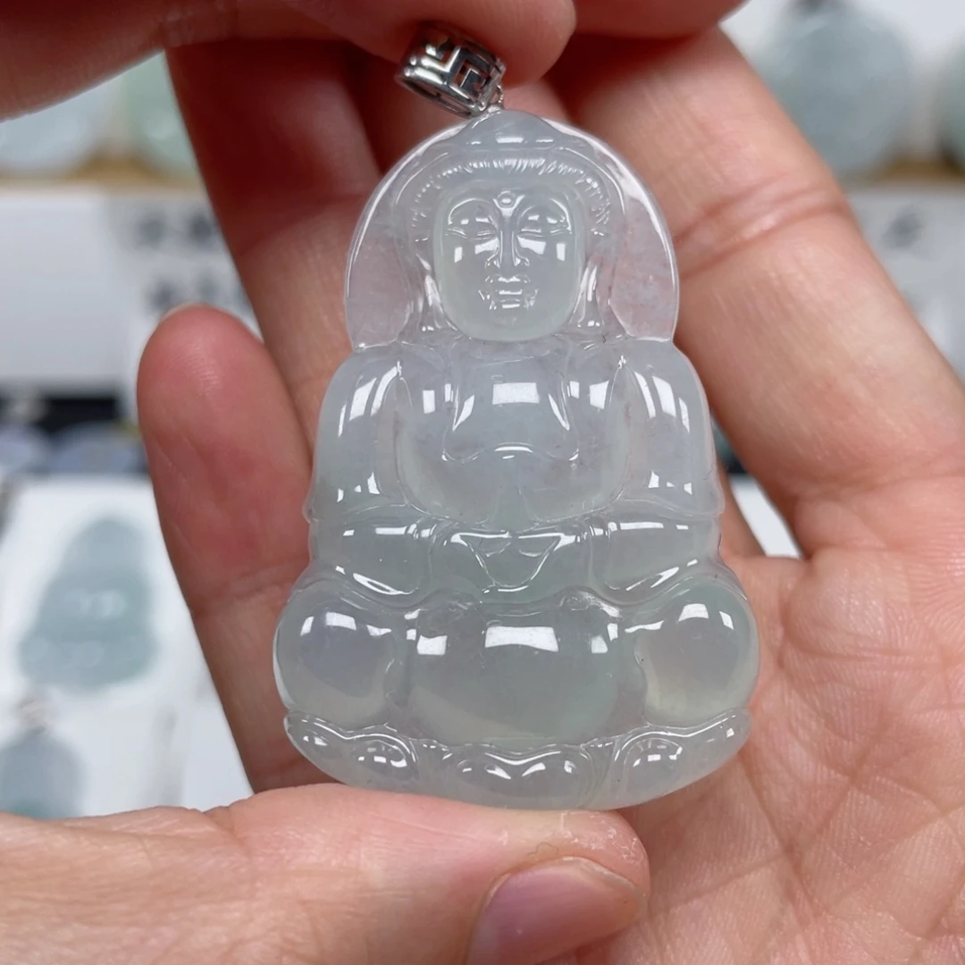 翡翠颈饰未镶嵌天然翡翠A货观音106号