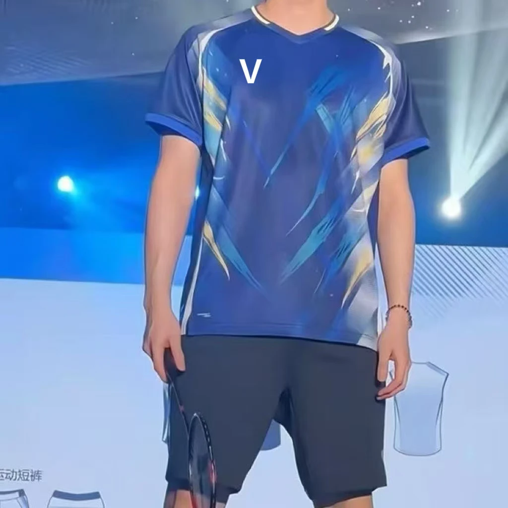 李梓嘉新款羽毛球服男女运动速干短袖球衣训练服网球比赛队服