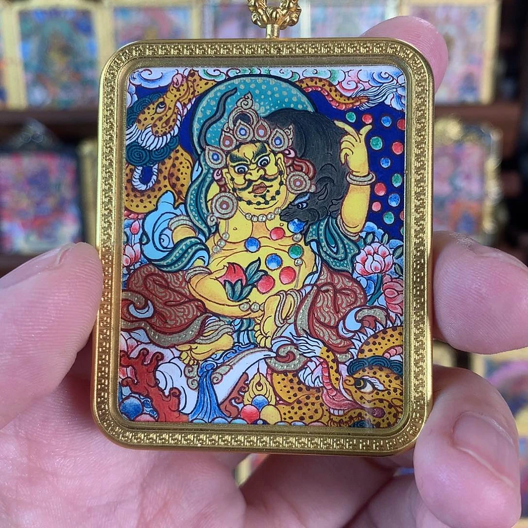 吊坠黄财神热贡纯手绘唐卡 福利