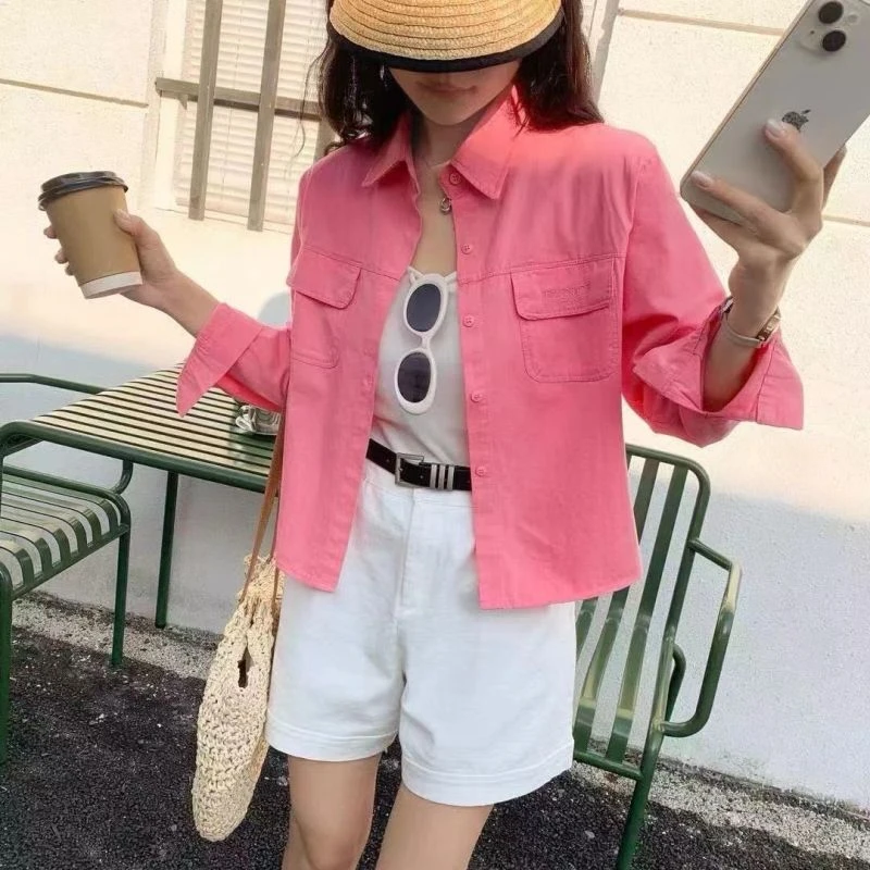 长袖减龄衬衫女外套2025百搭新款休闲短款设计上衣时尚甜美显瘦