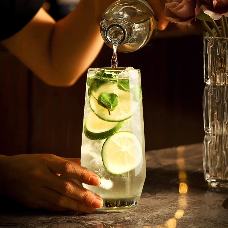 【青苹果】创意莫吉托鸡尾酒杯子高级感调酒果汁杯透明玻璃水杯家用