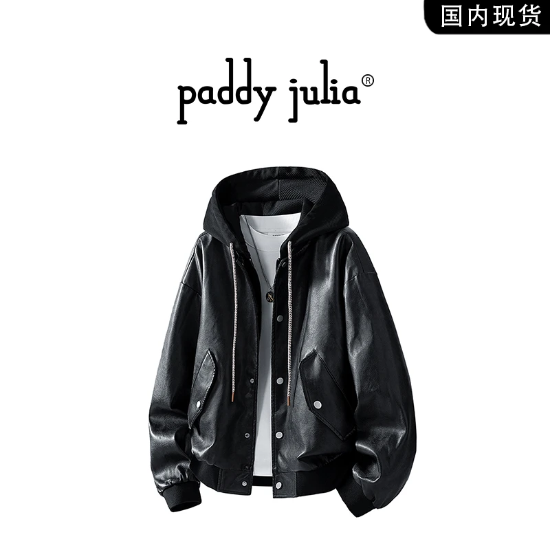 Paddy julia皮衣夹克男士秋冬季加绒保暖高级感轻奢痞帅机车外套
