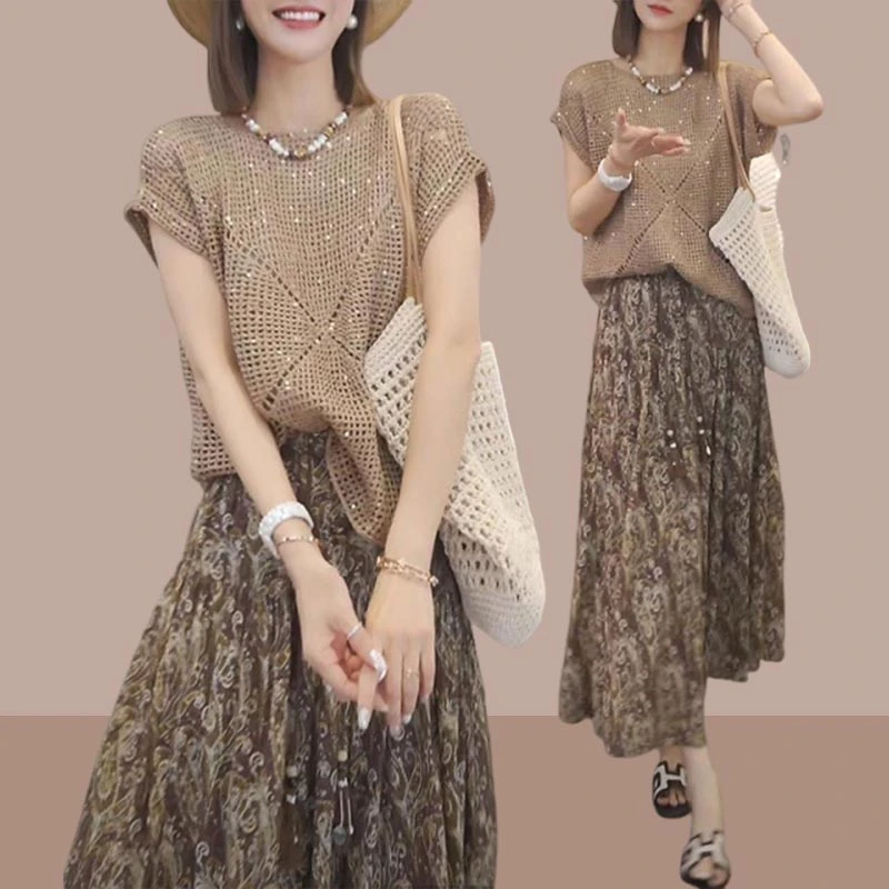 气质上衣法式时尚套装碎花半身裙两件套2025年夏季新款高级感女装