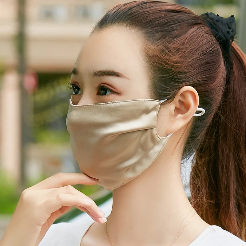 100%桑蚕丝防晒真丝口罩防紫外线跑步遮阳面罩