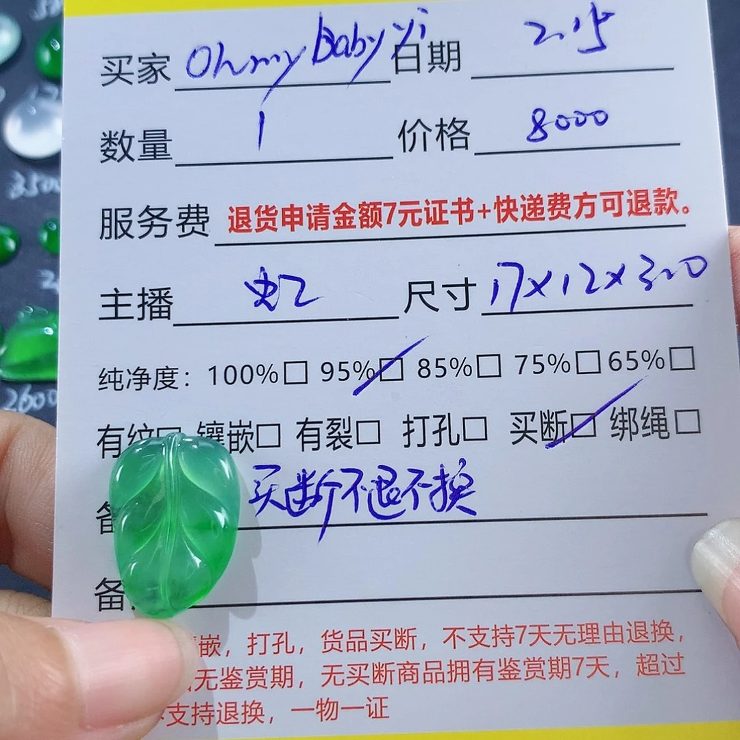 【闪购商品】翡翠颈饰未镶嵌叶子