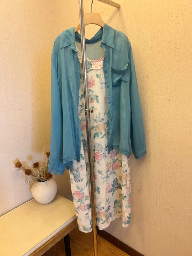 韩系优雅花花背心裙